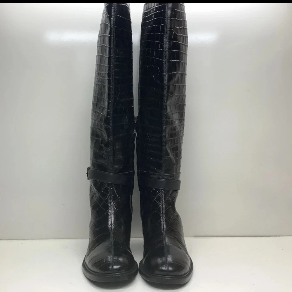 Franco Sarto Black Ainsley Inspired‎ Equestrian Charm Knee High Boots NWOT 9.5